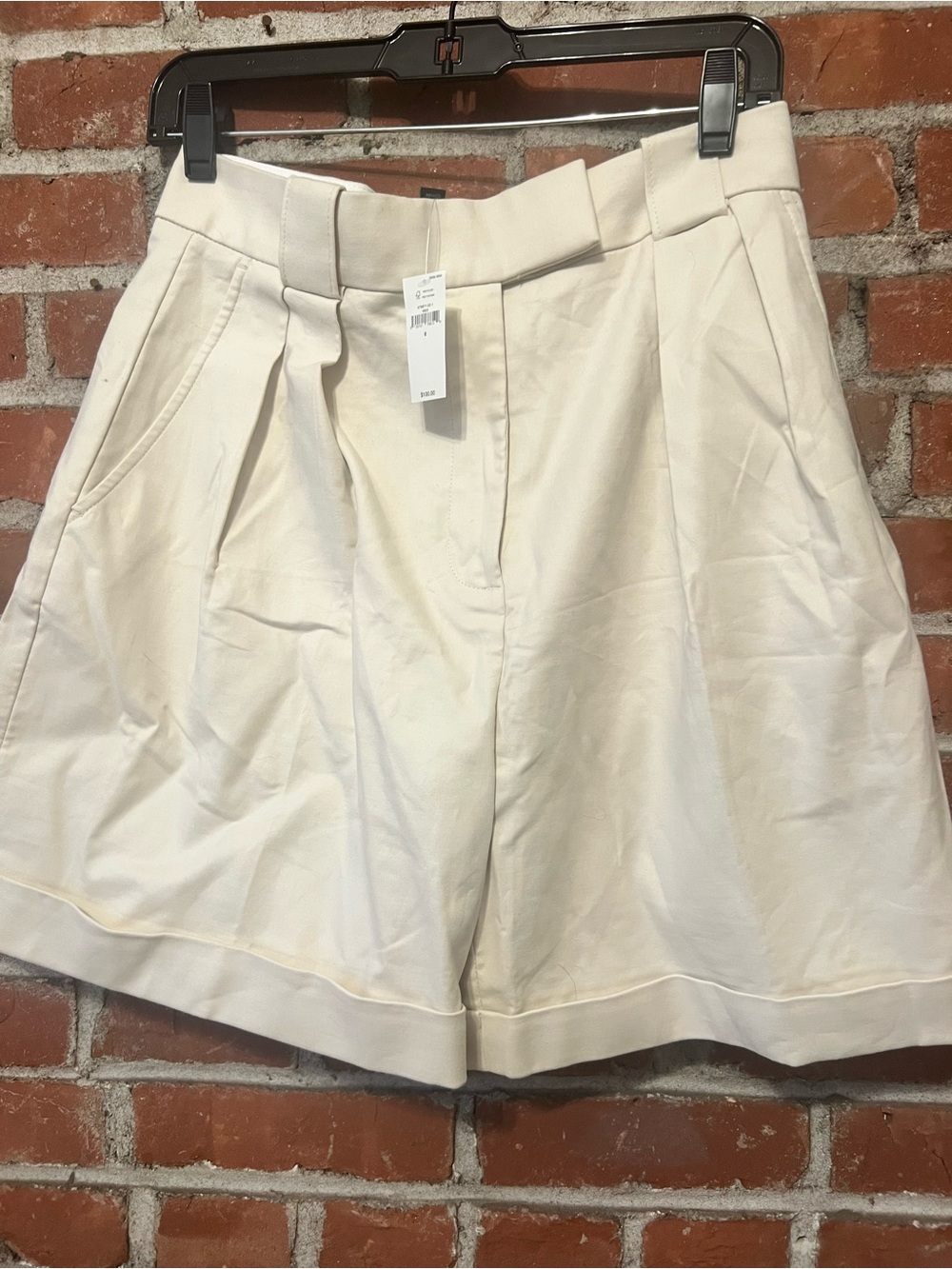 Banana Republic Cream High-Waist Pleated Shorts